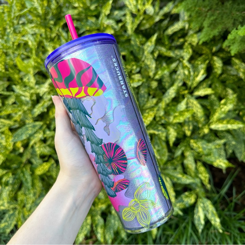 Starbucks Fall 2023 Venti Tumbler Purple Lilac Holographic Jellyfish 24 Oz Cup